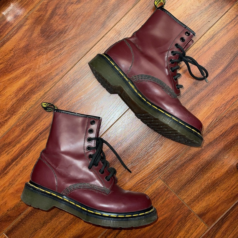 Dr. Martens Dark Red Leather Boots